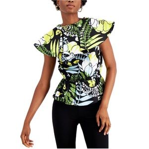 NEW INC International Concepts Wide Collar Blouse Top